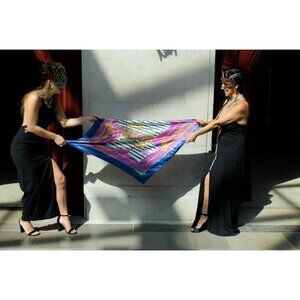 Vintage Equestrian Colorful Metallic Scarf Accessory